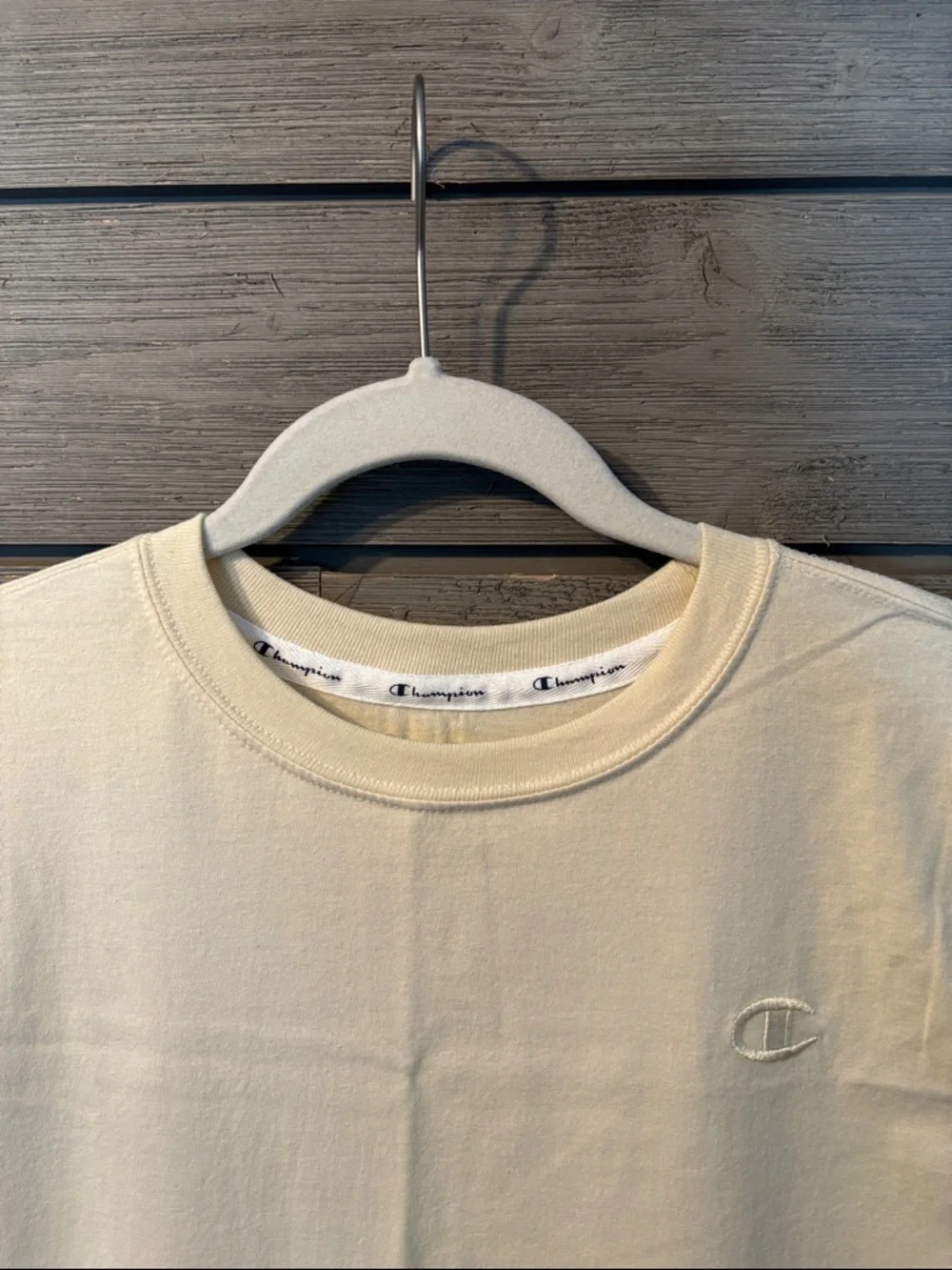 Champion Short Sleeve Crew Neck T-Shirt in Cream - Picture 3 of 4